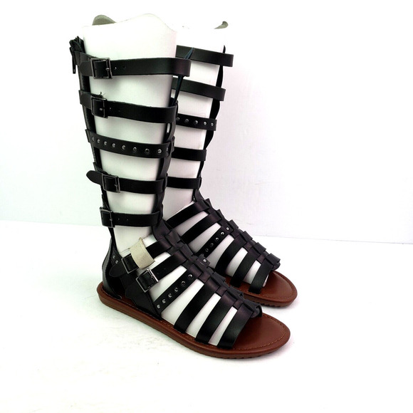 Seven Dials Sarita Womens Size 6 Black Casual Knee High Gladiator Sandal Shoes - Picture 1 of 13
